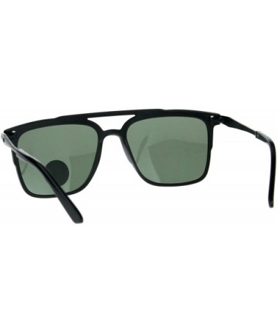 Mens Tempered Glass Lens Rectangular Flat Top Mob Sunglasses - Matte Black Green - CP18D5OSZZT $8.51 Rectangular