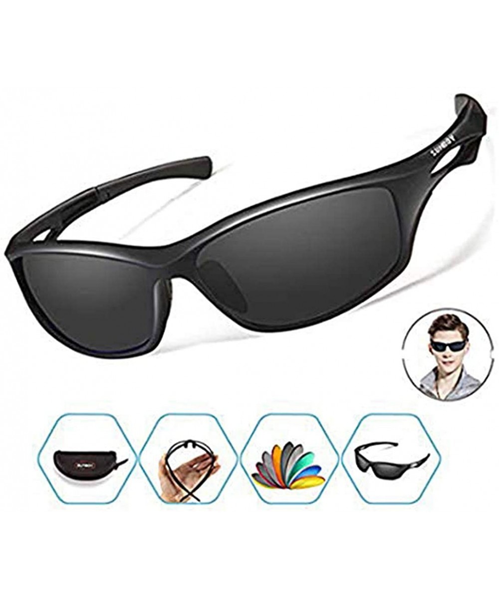 Polarized Sports Sunglasses For Men Women Cycling Driving Sun Glasses TR90 Frame - Blackz - CW18GA0LU70 $18.39 Sport