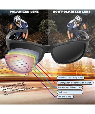 Polarized Sports Sunglasses For Men Women Cycling Driving Sun Glasses TR90 Frame - Blackz - CW18GA0LU70 $18.39 Sport