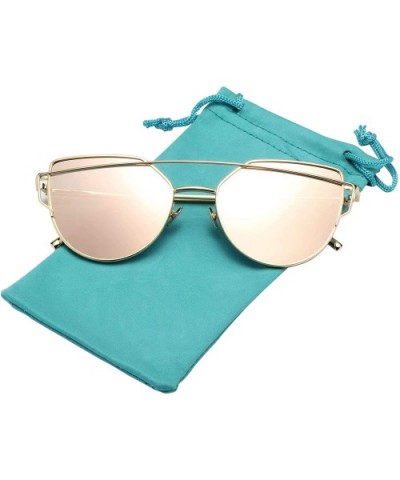 Street Fashion Cat Eye Mirrored Metal Sunglasses for Women 7805 - Pink - C818Q9YZN64 $12.35 Cat Eye