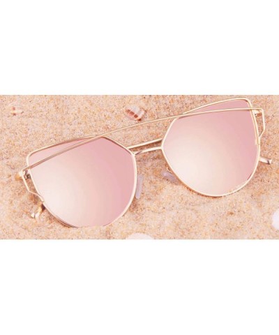 Street Fashion Cat Eye Mirrored Metal Sunglasses for Women 7805 - Pink - C818Q9YZN64 $12.35 Cat Eye