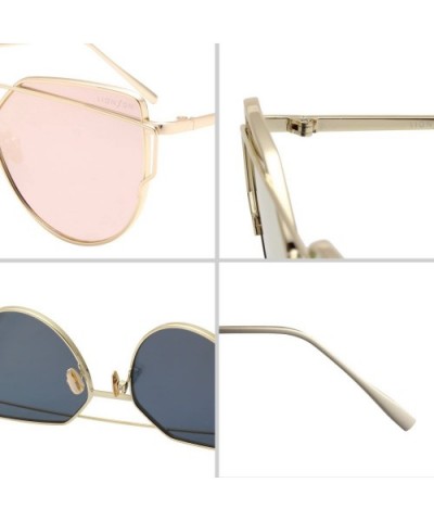 Street Fashion Cat Eye Mirrored Metal Sunglasses for Women 7805 - Pink - C818Q9YZN64 $12.35 Cat Eye