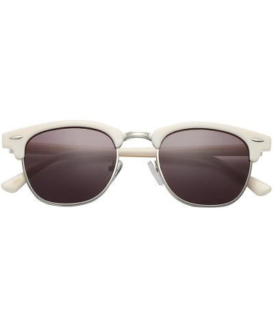 Unisex Retro Classic Stylish Malcom Half Frame Polarized Sunglasses - Vanilla Beige - Ash Smoke - CH187U88L3M $9.57 Wayfarer