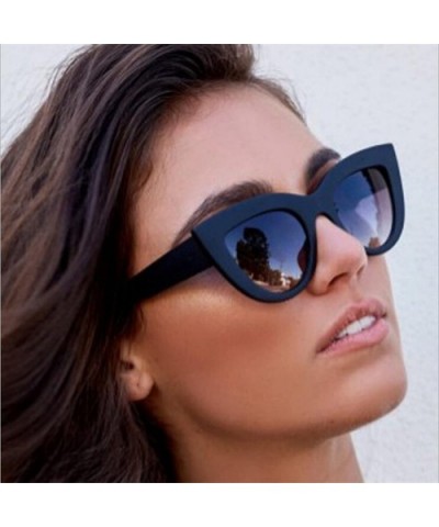 Cat Eye Women Sunglasses Tinted Color Lens Men Vintage Shaped Sun Glasses Eyewear Blue - Wblue - C11985HGTTO $14.36 Goggle