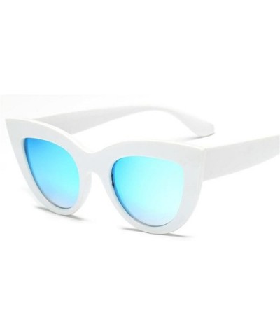 Cat Eye Women Sunglasses Tinted Color Lens Men Vintage Shaped Sun Glasses Eyewear Blue - Wblue - C11985HGTTO $14.36 Goggle