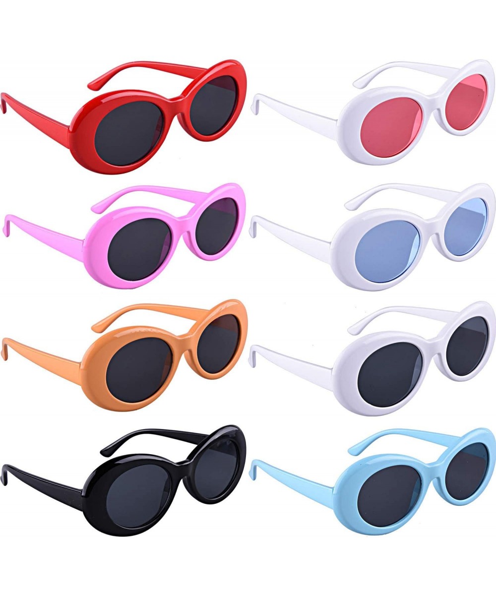 8 Pairs Clout Oval Goggles Retro Kurt Mod Sunglasses (Bonus 1 Pcs Cleaning Cloth) - CE18I96WKZO $10.39 Oval