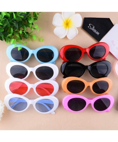 8 Pairs Clout Oval Goggles Retro Kurt Mod Sunglasses (Bonus 1 Pcs Cleaning Cloth) - CE18I96WKZO $10.39 Oval