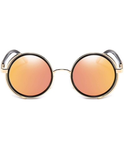 Steampunk Vintage Retro Round Sunglasses Metal Circle Frame - Red Lens+gold Frame - CL18Q7AE07L $14.86 Goggle