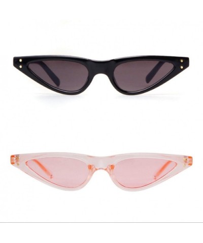 Vintage Retro Cat Eye Sunglasses For Women Small Glasses with Rivet - (2 Pack) Black/Pink - C118AQZLHTT $9.03 Oval