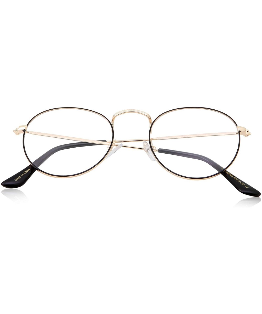 Vintage Inspired Round Metal Clear Lens Glasses - Gold - CM18KO4I97L $7.43 Round