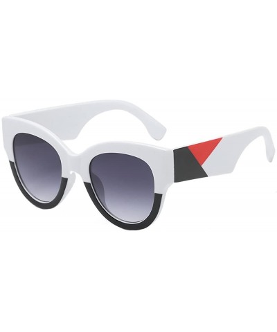 Sunglasses Retro Oval Polarized Goggles Glasses Eyewear - White Black - C818QNLSO07 $7.72 Oval