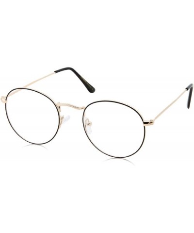 Vintage Inspired Round Metal Clear Lens Glasses - Gold - CM18KO4I97L $7.43 Round