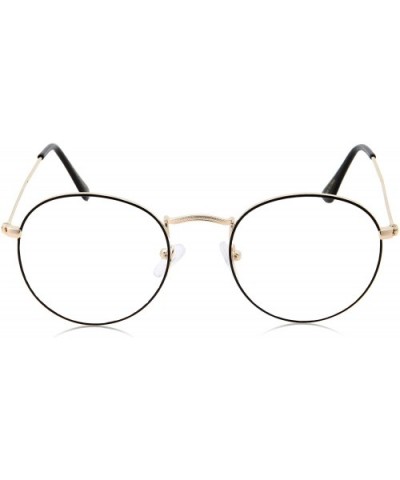 Vintage Inspired Round Metal Clear Lens Glasses - Gold - CM18KO4I97L $7.43 Round