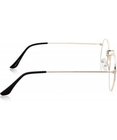 Vintage Inspired Round Metal Clear Lens Glasses - Gold - CM18KO4I97L $7.43 Round