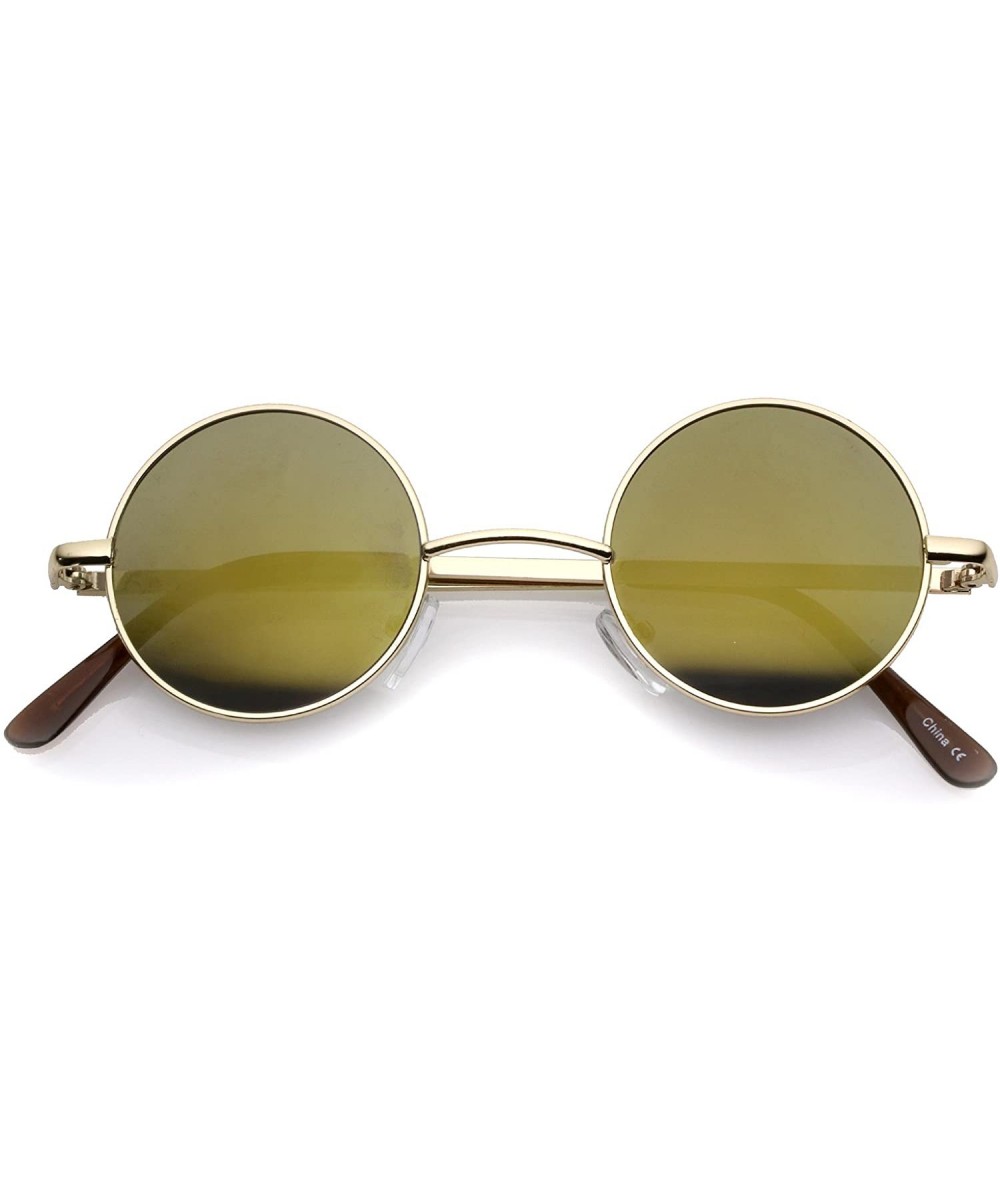 Small Retro Lennon Inspired Style Neutral-Colored Lens Round Metal Sunglasses 41mm - Gold / Gold Mirror - CB12MAAS2AV $7.82 R...