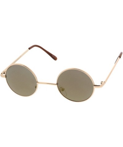 Small Retro Lennon Inspired Style Neutral-Colored Lens Round Metal Sunglasses 41mm - Gold / Gold Mirror - CB12MAAS2AV $7.82 R...