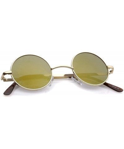 Small Retro Lennon Inspired Style Neutral-Colored Lens Round Metal Sunglasses 41mm - Gold / Gold Mirror - CB12MAAS2AV $7.82 R...