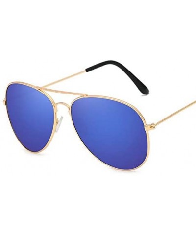 Ladies Sunglasses Vintage Metal Glasses Shopping Mirror Ladies Sunglasses (Color GoldBlue) - Goldblue - CG198MRSNDN $11.25 Go...