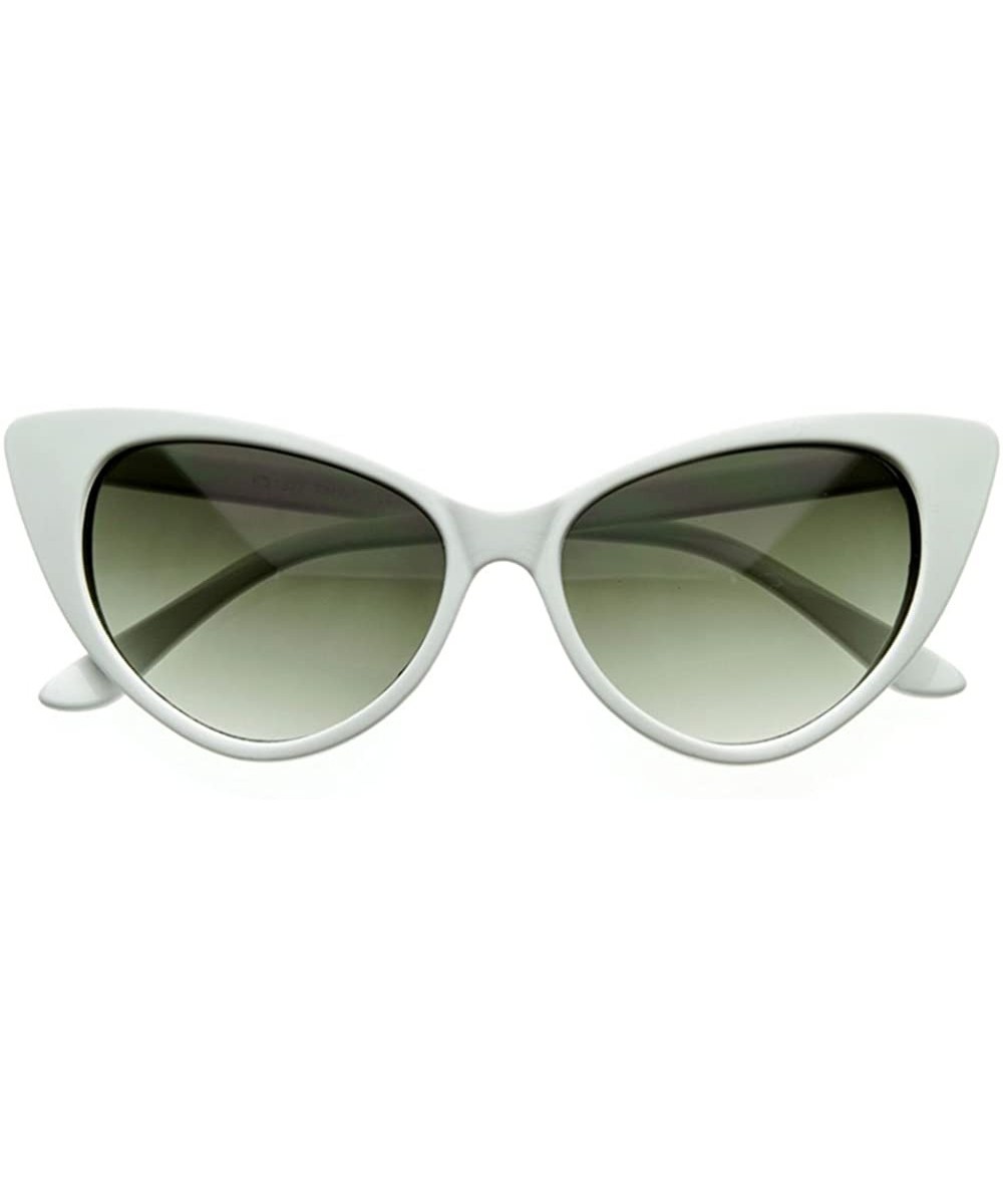 Super Cateyes Vintage Inspired High Pointed Cat Eye Sunglasses Glasses White - CL12GSFG3JT $5.95 Cat Eye