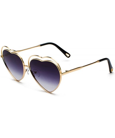 Men's & Women's Glasses Metal Frame Colored Gradient Lens Sunglasses - Gold Frame Purple - CS18EQEGA2G $7.37 Oval