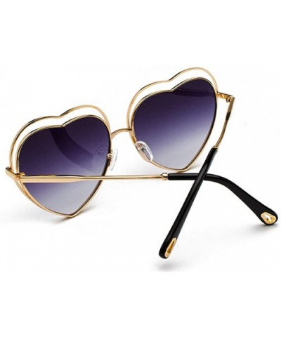 Men's & Women's Glasses Metal Frame Colored Gradient Lens Sunglasses - Gold Frame Purple - CS18EQEGA2G $7.37 Oval