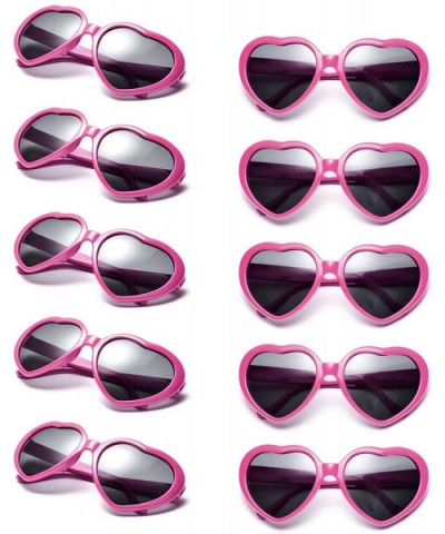 10 Packs Neon Colors Wholesale Heart Sunglasses - Hot Pink - CK18CL3KGC2 $17.30 Oversized