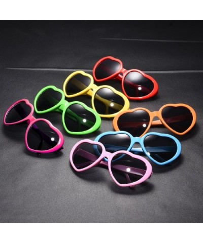 10 Packs Neon Colors Wholesale Heart Sunglasses - Hot Pink - CK18CL3KGC2 $17.30 Oversized