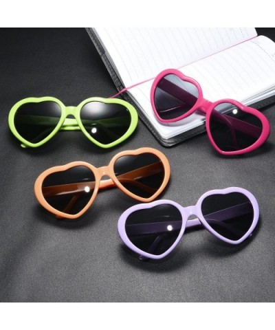 10 Packs Neon Colors Wholesale Heart Sunglasses - Hot Pink - CK18CL3KGC2 $17.30 Oversized