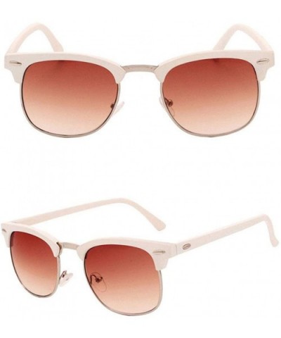 Genuine Semi Metal Quality Horn Rimmed Sunglasses Men Women Stylish UV400 - White/Brown - C718EUKCSH2 $7.07 Round