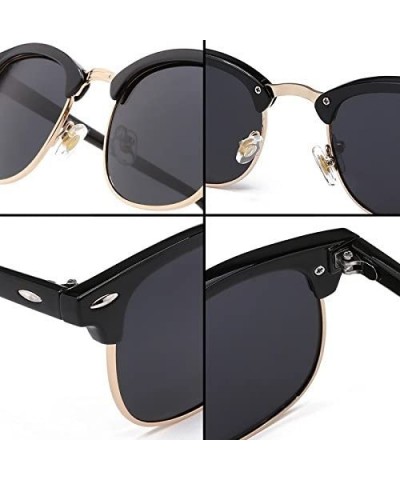 Genuine Semi Metal Quality Horn Rimmed Sunglasses Men Women Stylish UV400 - White/Brown - C718EUKCSH2 $7.07 Round