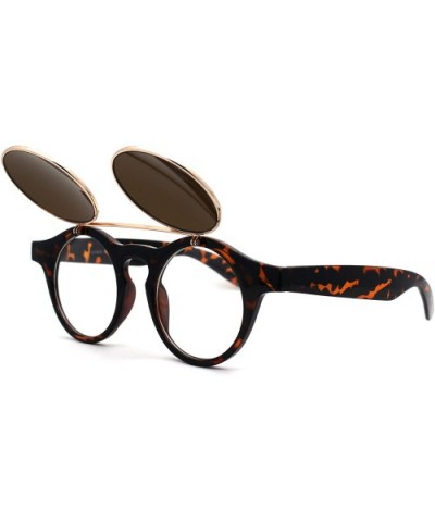 Retro Round Circle Lens Flip Up Hipster Keyhole Sunglasses - Tortoise Brown - C0196IQDIDH $11.07 Round
