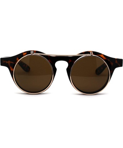 Retro Round Circle Lens Flip Up Hipster Keyhole Sunglasses - Tortoise Brown - C0196IQDIDH $11.07 Round