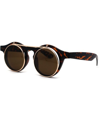 Retro Round Circle Lens Flip Up Hipster Keyhole Sunglasses - Tortoise Brown - C0196IQDIDH $11.07 Round