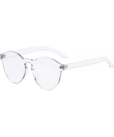 One Piece Rimless Sunglasses Transparent Candy Color Tinted Eyewear - Transparent - CN18RHCETKZ $7.74 Square