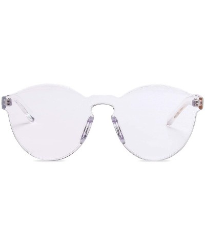 One Piece Rimless Sunglasses Transparent Candy Color Tinted Eyewear - Transparent - CN18RHCETKZ $7.74 Square