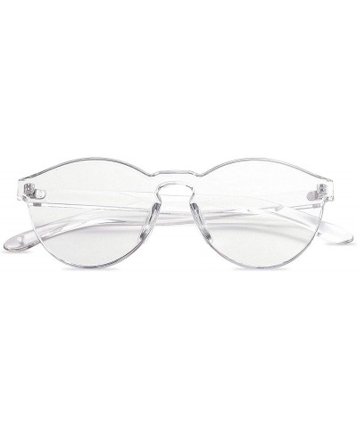 One Piece Rimless Sunglasses Transparent Candy Color Tinted Eyewear - Transparent - CN18RHCETKZ $7.74 Square