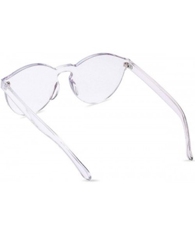 One Piece Rimless Sunglasses Transparent Candy Color Tinted Eyewear - Transparent - CN18RHCETKZ $7.74 Square