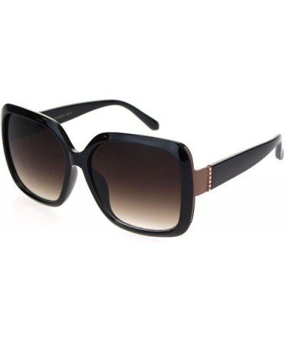 Womens Chic Squared Rectangular Butterfly Plastic Sunglasses - Black Brown - C618OQUSN9I $9.93 Rectangular