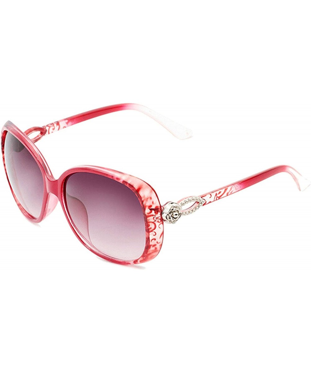 Retro Classic Teardrop Flower Sunglasses for Women Plate Resin UV400 Sunglasses - Red(pattern) - CW18SARMO89 $11.54 Sport