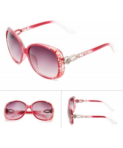 Retro Classic Teardrop Flower Sunglasses for Women Plate Resin UV400 Sunglasses - Red(pattern) - CW18SARMO89 $11.54 Sport