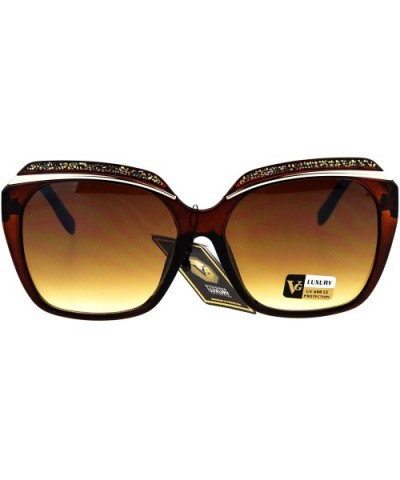 Glitter Bling Eye Brow Butterfly Bling Diva Womens Sunglasses - Brown Gold - CX17Y04DR9L $9.74 Butterfly