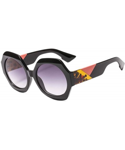Mixed Colors Arm Retro Polygon Sunglasses Women Brand Designer Fashion Round Sun Glasses UV400 - Black&red - CT18N8U23IQ $7.5...