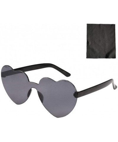 Heart Shaped Rimless Sunglasses One Pieces Transparent Candy Color Frameless Glasses Love Eyewear - H - CK1905NLTLS $4.68 Rim...