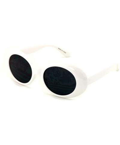 Vintage Sunglasses UV400 Bold Retro Oval Mod Thick Frame Sunglasses Clout Goggles with Dark Round Lens - White - C01867OI0ZY ...