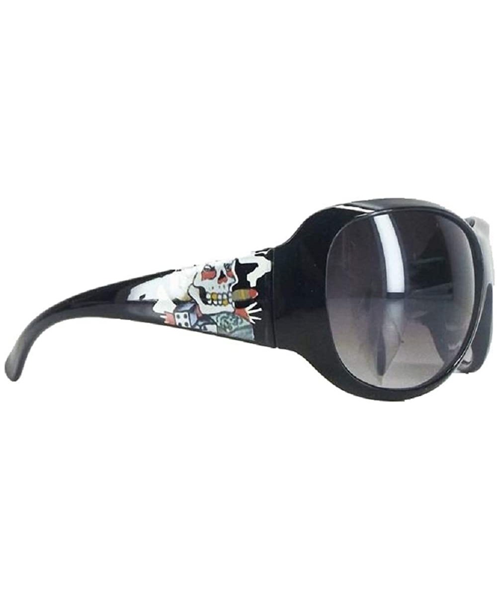 Skull Skeleton Gothic Biker Sunglasses Pirate Punk Womens Shades Glasses Jp - Skull Dice Black - C2195D5UGNS $10.56 Oval