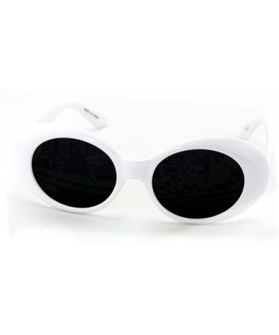 Vintage Sunglasses UV400 Bold Retro Oval Mod Thick Frame Sunglasses Clout Goggles with Dark Round Lens - White - C01867OI0ZY ...