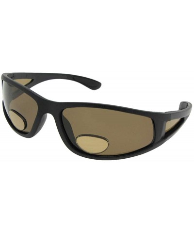 Bifocal Polarized Fishing Sunglasses P7 - Flat Black Frame Brown Lenses - CA18HA9SIDA $15.80 Wrap