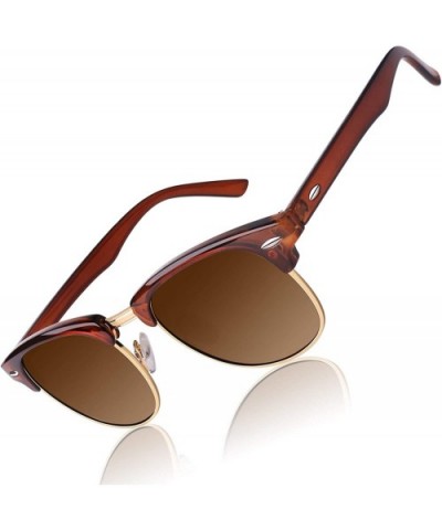 Polarized Sunglasses for Men Retro Classic Square Frame Shades SR003 - X Brown Gold Frame Brown Lens/Polarized - CE18NO7C268 ...