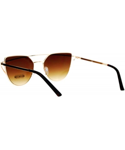 Womens Unique Double Wire Brow Cat Eye Sunglasses - Gold Brown - CT12JDH2XDT $11.00 Cat Eye