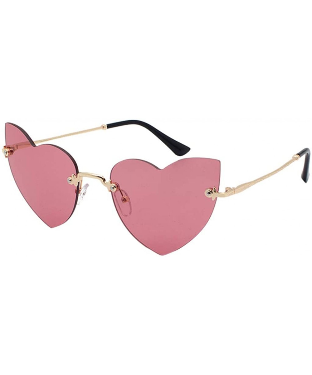 Heart Rimless Sunglasses Lightweight Al-Mg Alloy Metal Frame Composite-UV400 Lens Glasses for Men and Women - CT1902WCDDW $9....